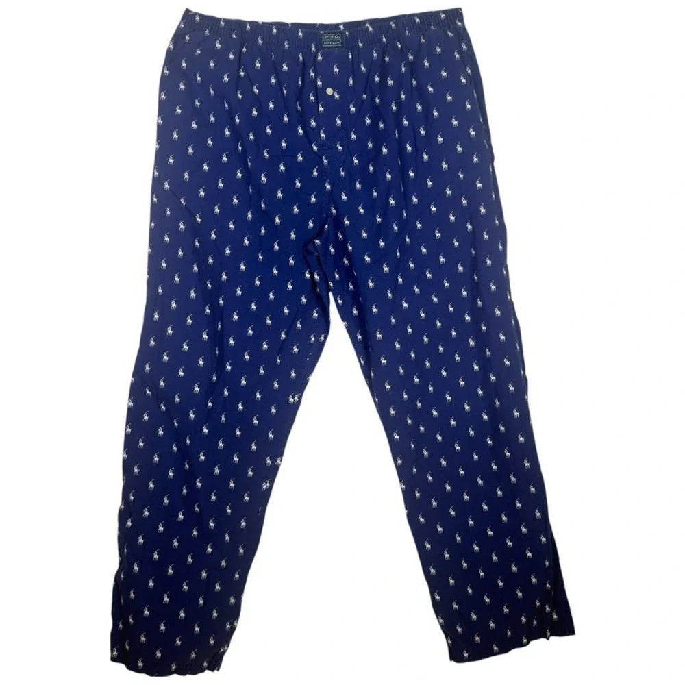 Polo Ralph Lauren Men's M Navy All Over Pony Pajama Pants 100% Cotton